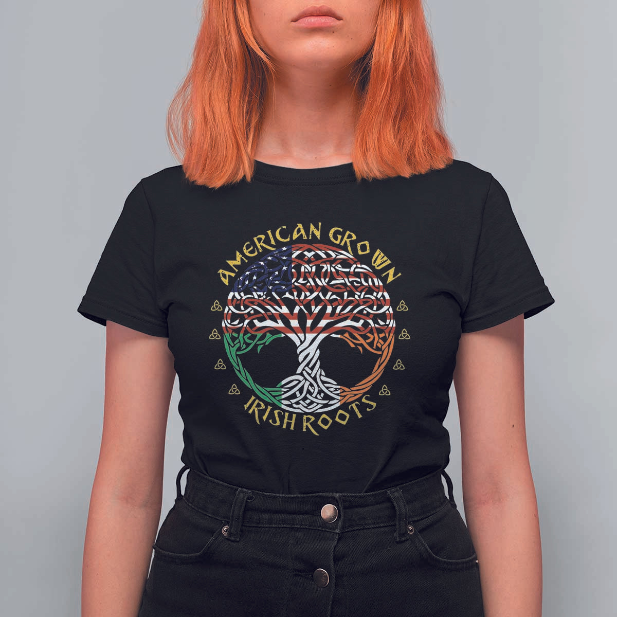 American Grown With Irish Roots T Shirt For Women Irish American Tree