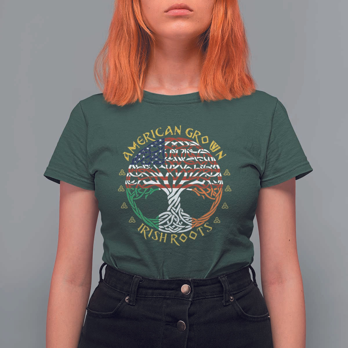 American Grown With Irish Roots T Shirt For Women Irish American Tree