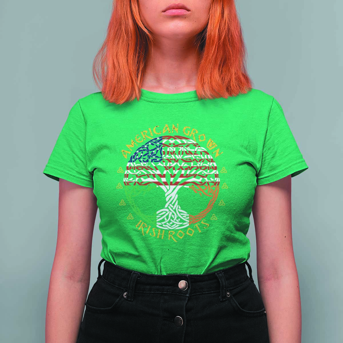 American Grown With Irish Roots T Shirt For Women Irish American Tree