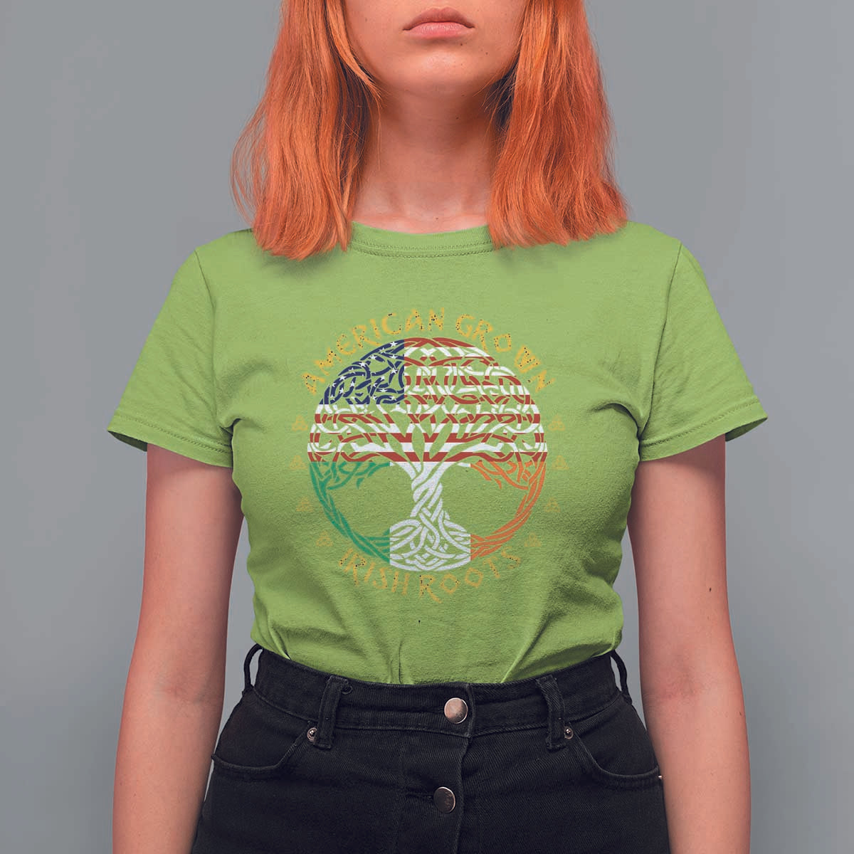 American Grown With Irish Roots T Shirt For Women Irish American Tree