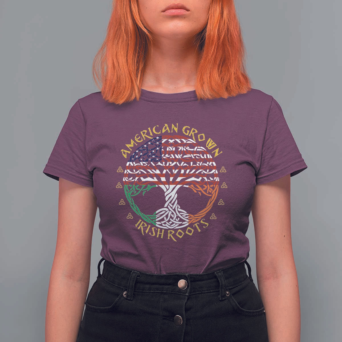 American Grown With Irish Roots T Shirt For Women Irish American Tree
