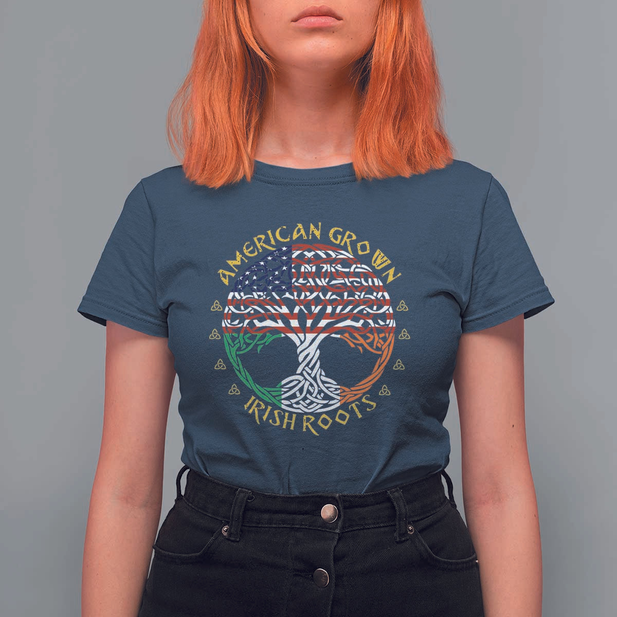 American Grown With Irish Roots T Shirt For Women Irish American Tree