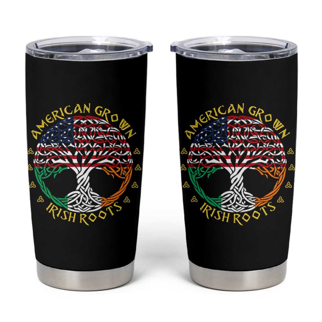 American Grown With Irish Roots Tumbler Cup Irish American Tree