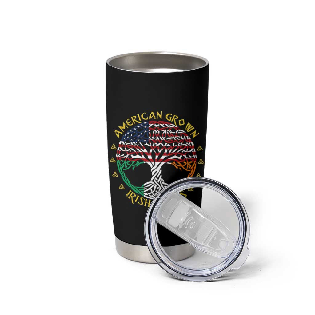 American Grown With Irish Roots Tumbler Cup Irish American Tree