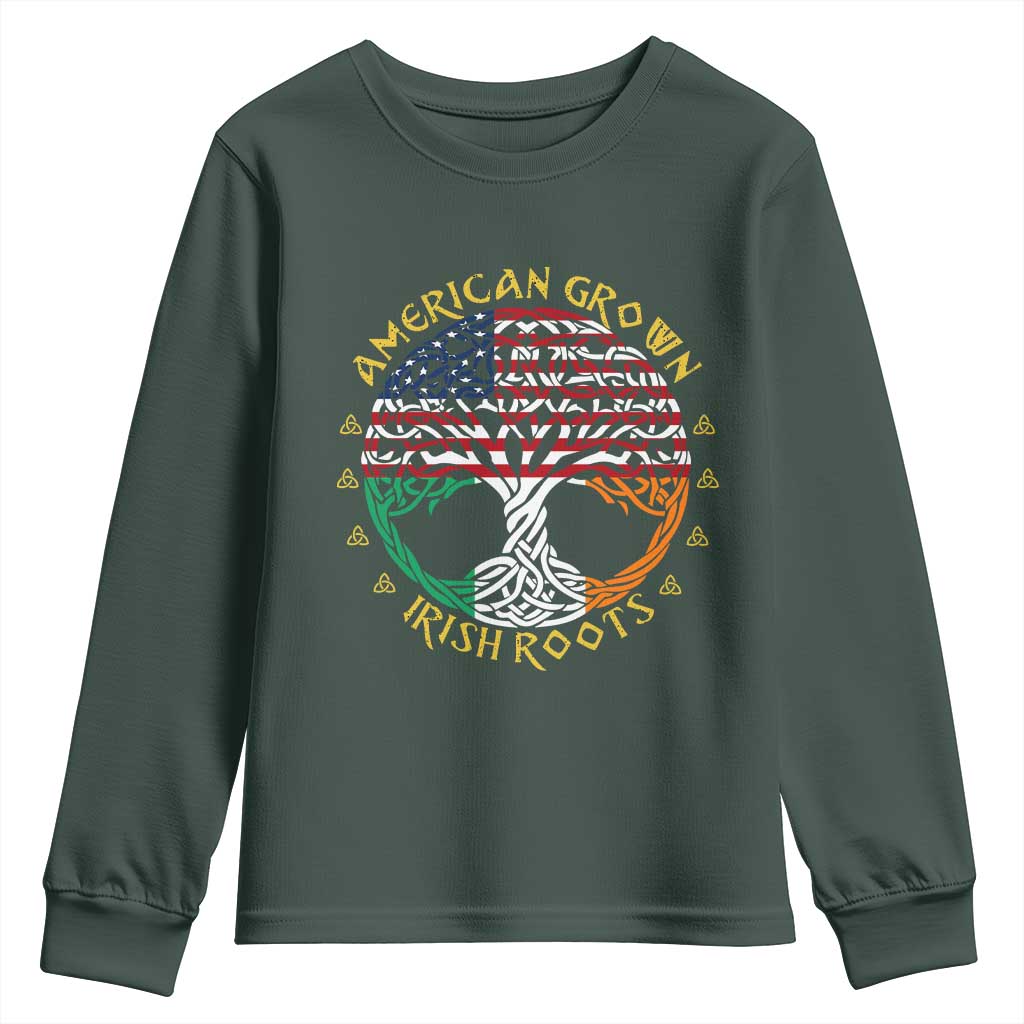 American Grown With Irish Roots Youth Sweatshirt Irish American Tree
