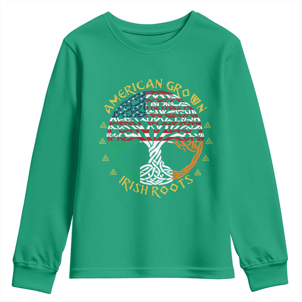 American Grown With Irish Roots Youth Sweatshirt Irish American Tree