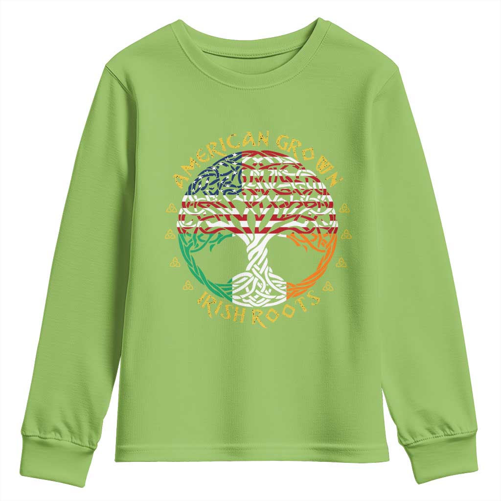American Grown With Irish Roots Youth Sweatshirt Irish American Tree