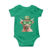 Funny St Patrick's Day Highland Cow Shamrock Baby Onesie
