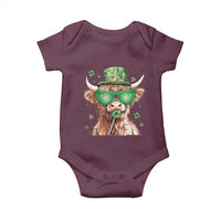 Funny St Patrick's Day Highland Cow Shamrock Baby Onesie