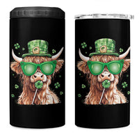 Funny St Patrick's Day Highland Cow Shamrock 4 in 1 Can Cooler Tumbler