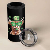 Funny St Patrick's Day Highland Cow Shamrock 4 in 1 Can Cooler Tumbler