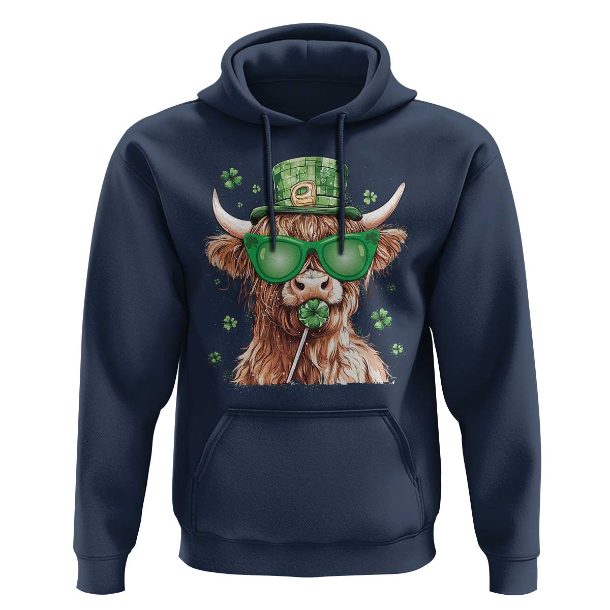Funny St Patrick's Day Highland Cow Shamrock Hoodie