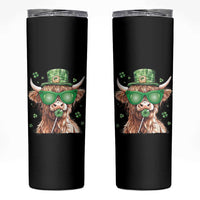 Funny St Patrick's Day Highland Cow Shamrock Skinny Tumbler