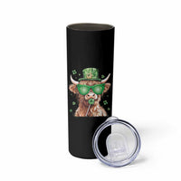Funny St Patrick's Day Highland Cow Shamrock Skinny Tumbler