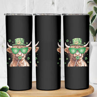 Funny St Patrick's Day Highland Cow Shamrock Skinny Tumbler