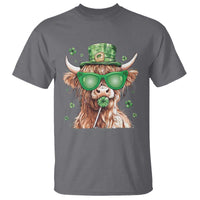 Funny St Patrick's Day Highland Cow Shamrock T Shirt