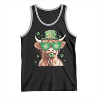 Funny St Patrick's Day Highland Cow Shamrock Tank Top