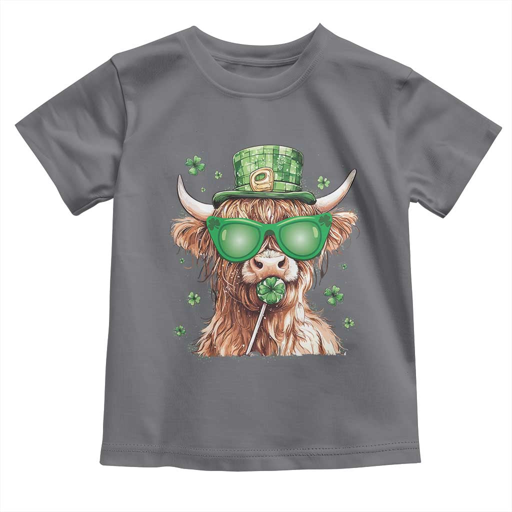 Funny St Patrick's Day Highland Cow Shamrock Toddler T Shirt