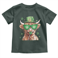 Funny St Patrick's Day Highland Cow Shamrock Toddler T Shirt
