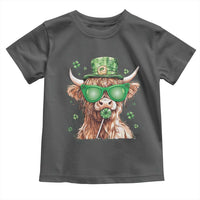 Funny St Patrick's Day Highland Cow Shamrock Toddler T Shirt