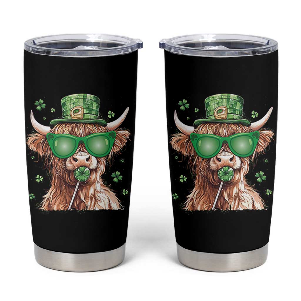 Funny St Patrick's Day Highland Cow Shamrock Tumbler Cup