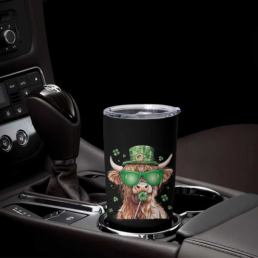 Funny St Patrick's Day Highland Cow Shamrock Tumbler Cup