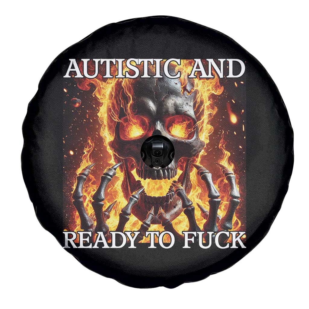 Funny Autistic Fire Skeleton Spare Tire Cover Autism Humor Joke