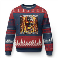 Funny Autistic Fire Skeleton Ugly Christmas Sweater Autism Humor Joke
