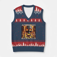 Funny Autistic Fire Skeleton V-Neck Knit Sweater Vest Autism Humor Joke