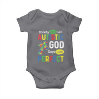 Society Says I Am Autistic God Says I Am Perfect Baby Onesie Autism Awareness