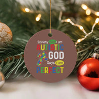 Society Says I Am Autistic God Says I Am Perfect Ceramic Ornament Autism Awareness