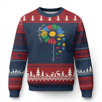 Autism Awareness Celebrate Differences Ugly Christmas Sweater Sunflower Puzzle Pieces