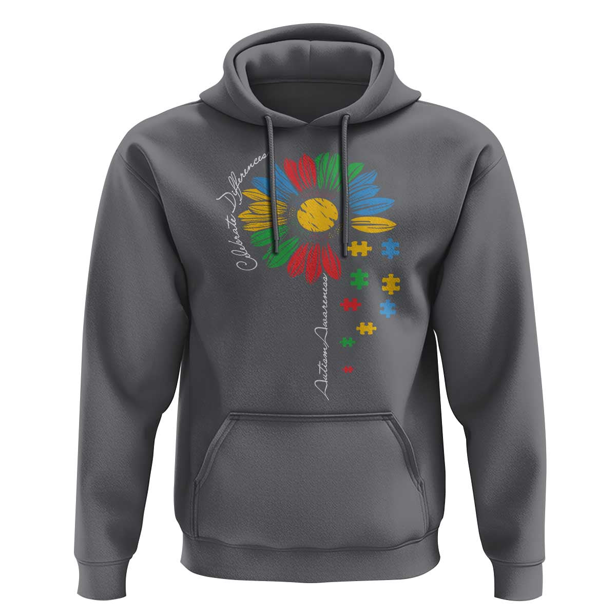 Autism Awareness Celebrate Differences Hoodie Sunflower Puzzle Pieces