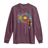 Autism Awareness Celebrate Differences Long Sleeve Shirt Sunflower Puzzle Pieces