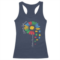 Autism Awareness Celebrate Differences Racerback Tank Top Sunflower Puzzle Pieces