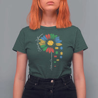 Autism Awareness Celebrate Differences T Shirt For Women Sunflower Puzzle Pieces