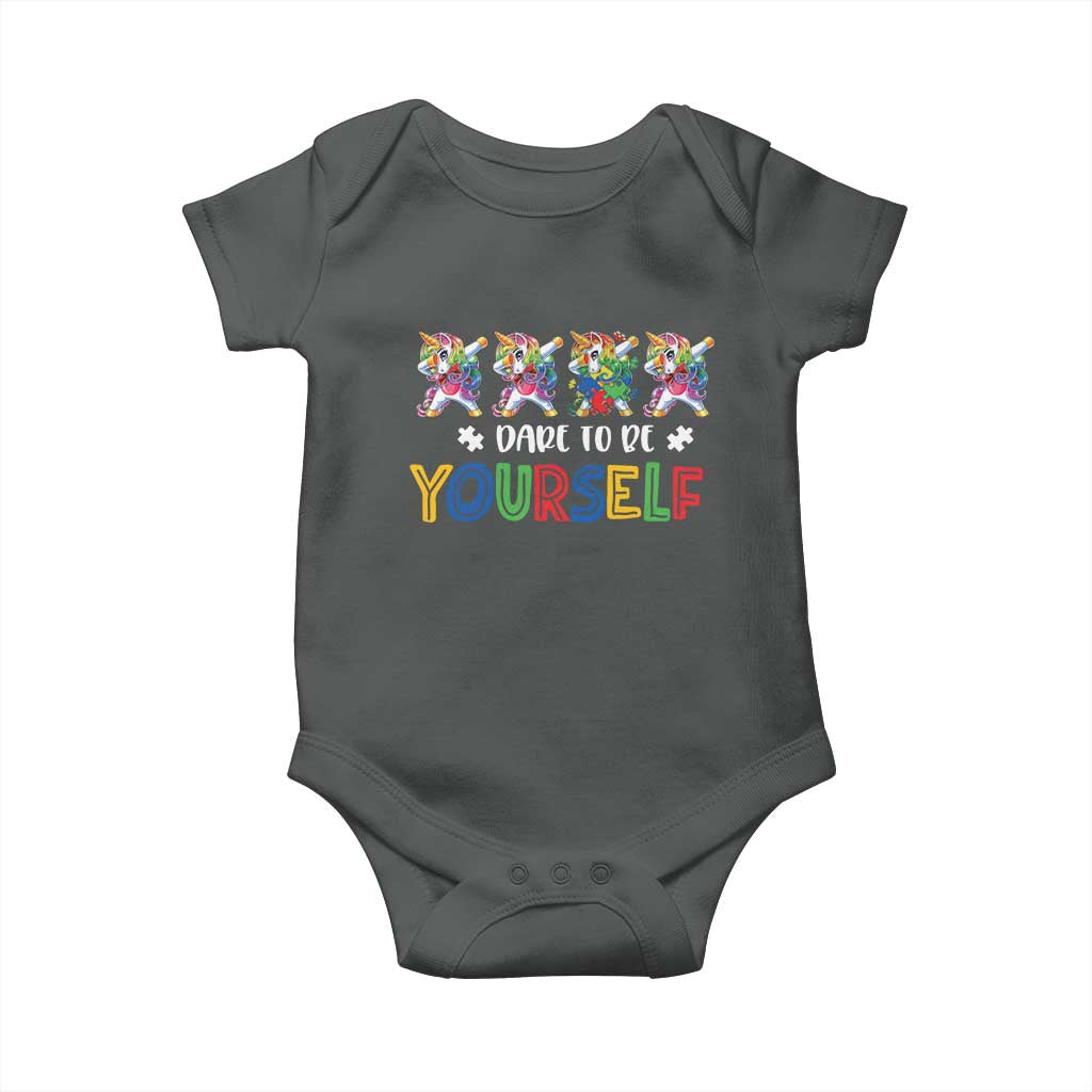 Funny Autism Awareness Dare To Be Yourself Baby Onesie Dabbing Unicorn