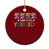Funny Autism Awareness Dare To Be Yourself Ceramic Ornament Dabbing Unicorn