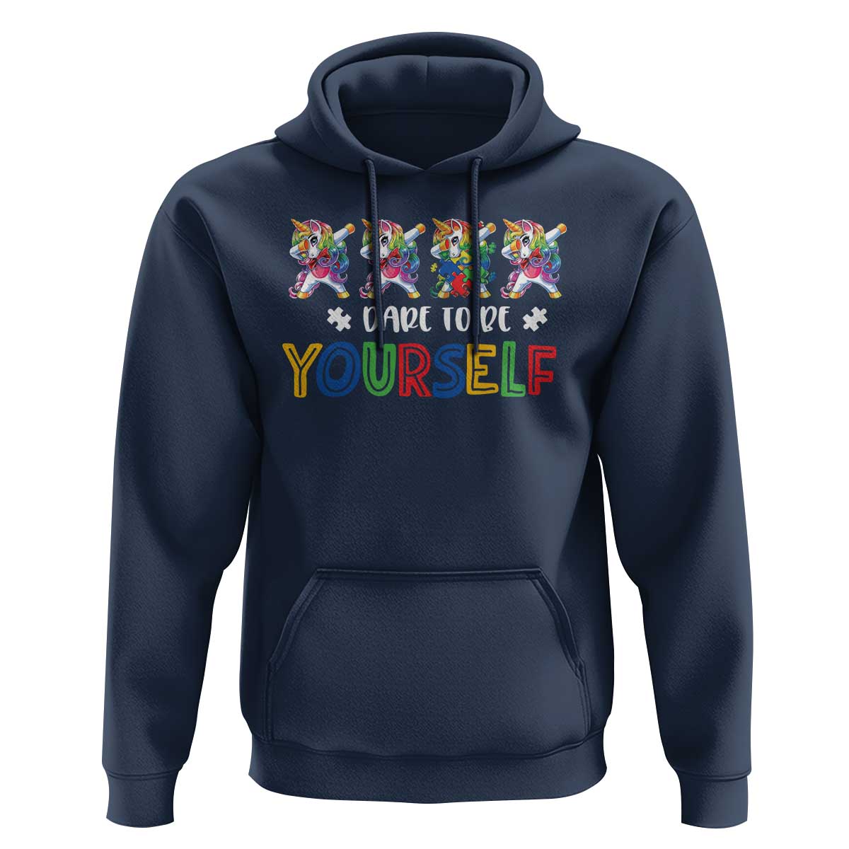 Funny Autism Awareness Dare To Be Yourself Hoodie Dabbing Unicorn