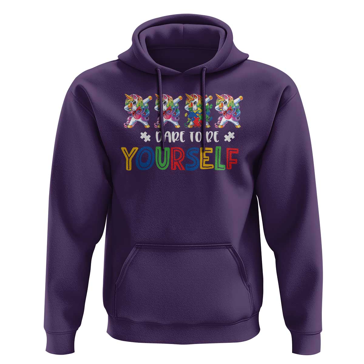 Funny Autism Awareness Dare To Be Yourself Hoodie Dabbing Unicorn