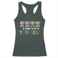 Funny Autism Awareness Dare To Be Yourself Racerback Tank Top Dabbing Unicorn