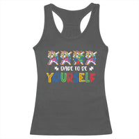 Funny Autism Awareness Dare To Be Yourself Racerback Tank Top Dabbing Unicorn