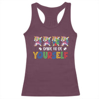 Funny Autism Awareness Dare To Be Yourself Racerback Tank Top Dabbing Unicorn