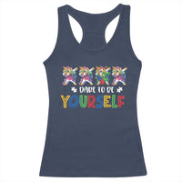 Funny Autism Awareness Dare To Be Yourself Racerback Tank Top Dabbing Unicorn