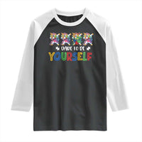 Funny Autism Awareness Dare To Be Yourself Raglan Shirt Dabbing Unicorn