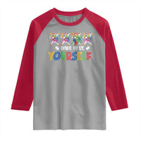 Funny Autism Awareness Dare To Be Yourself Raglan Shirt Dabbing Unicorn