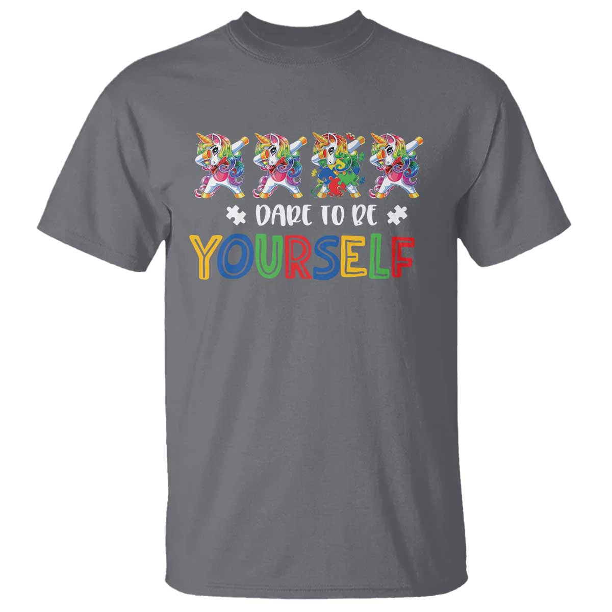 Funny Autism Awareness Dare To Be Yourself T Shirt Dabbing Unicorn