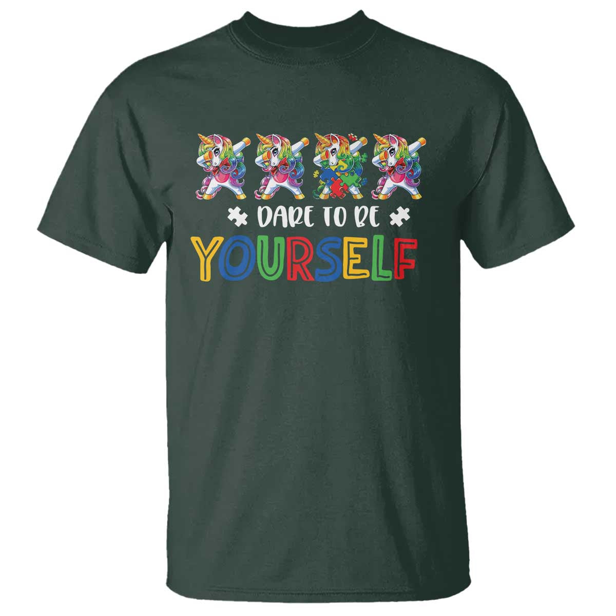 Funny Autism Awareness Dare To Be Yourself T Shirt Dabbing Unicorn