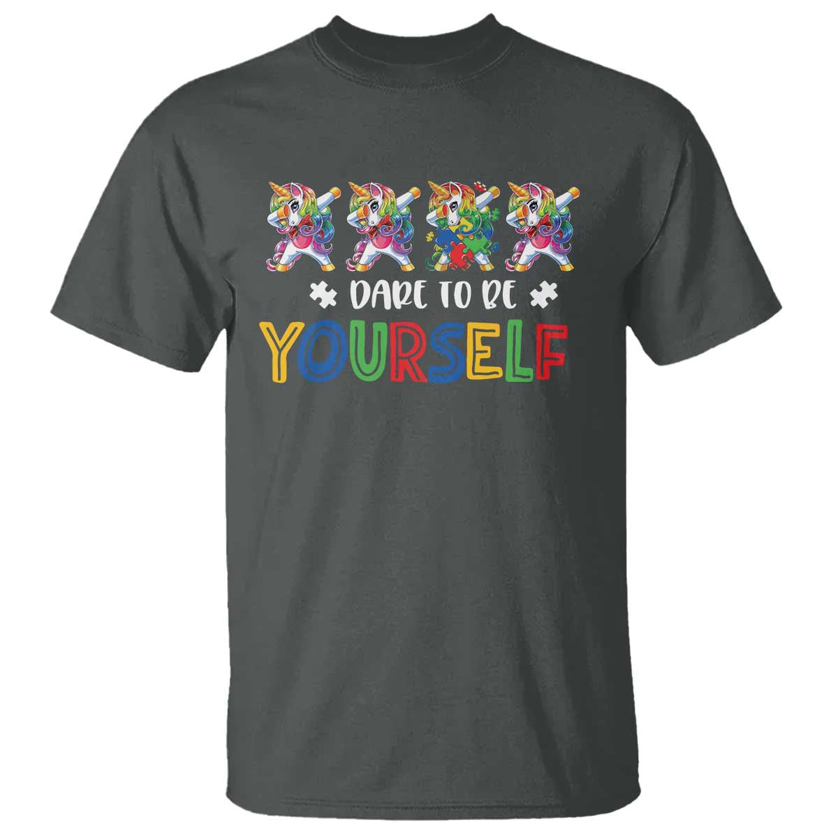 Funny Autism Awareness Dare To Be Yourself T Shirt Dabbing Unicorn