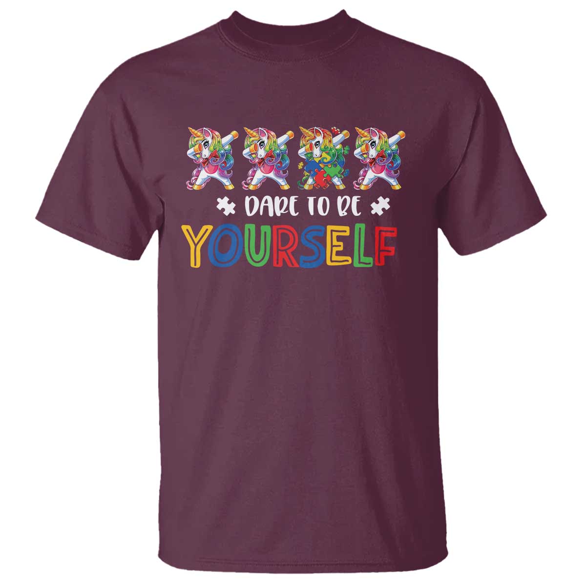 Funny Autism Awareness Dare To Be Yourself T Shirt Dabbing Unicorn